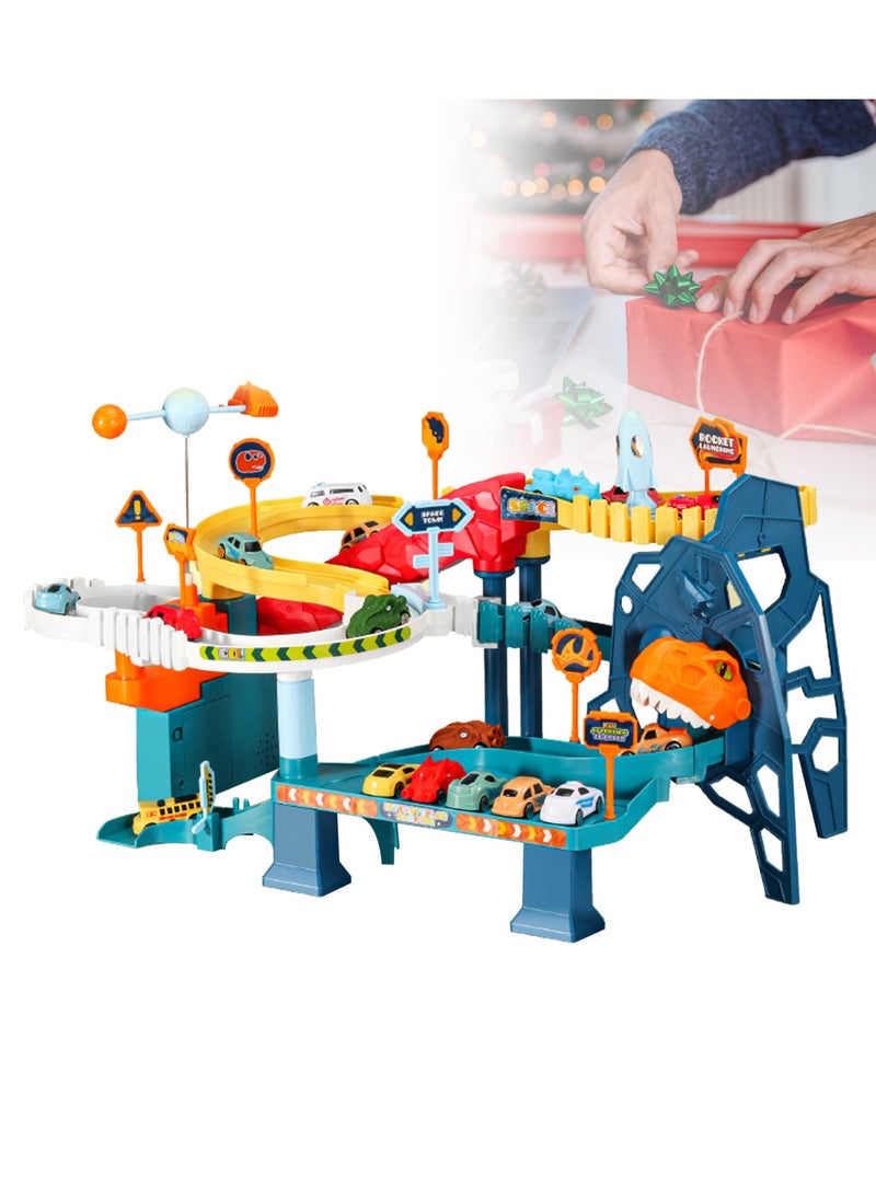 Velaurs Children's Car Adventure, Parking Lot Building Electric Roller Coaster, Dinosaur Winding Road Track Car Toy  - Image 2