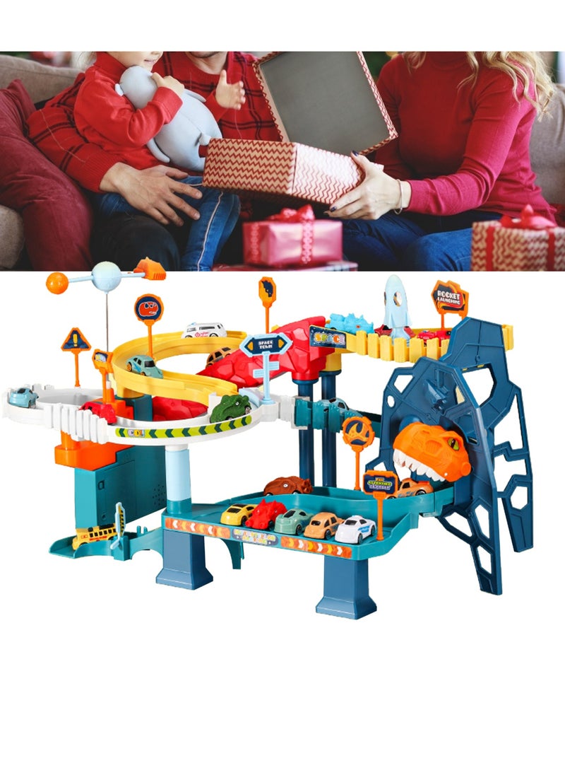 Velaurs Children's Car Adventure, Parking Lot Building Electric Roller Coaster, Dinosaur Winding Road Track Car Toy  - Image 3