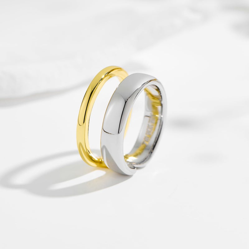 NOKMIT 14K Gold Silver Plated Stackable Rings for Women, Two-Tone Multi Ring Mixed Metal Statement Thumb Band, One-Piece Design, High Polish Comfort Fit, Size 6â€“10 (7) - Image 5