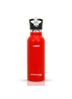STRAUSS STRAUSS Stainless Steel Water Bottle | Leak Proof, BPA Free, Vacuum Insulated Flask Water Bottle | Ideal for School, Office, Home, Gym | Eco-Friendly, Durable, Sweat-Proof Design | 500ml,(Red)  - Image 1