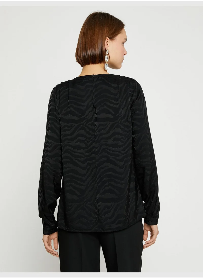 KOTON Zebra Patterned Cowl Neck Blouse