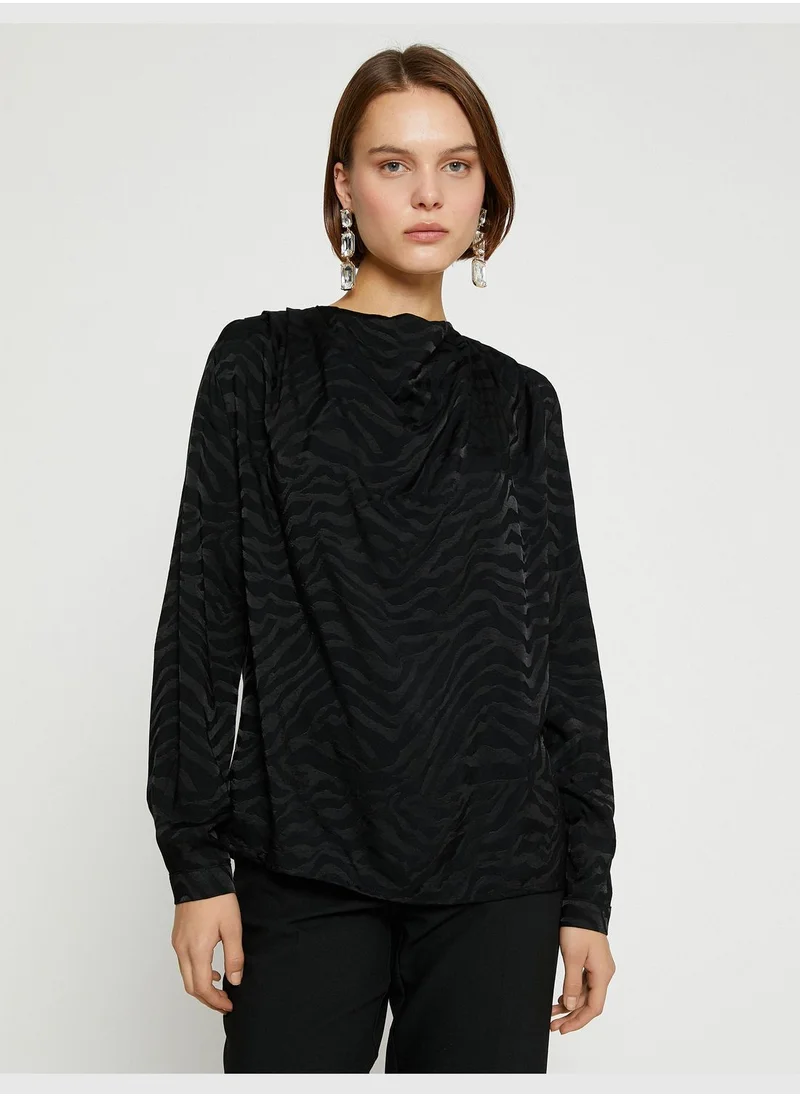 KOTON Zebra Patterned Cowl Neck Blouse
