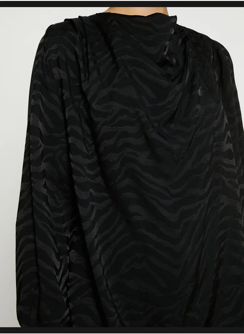 KOTON Zebra Patterned Cowl Neck Blouse