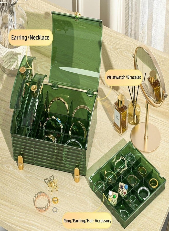 Dratal Acrylic Jewelry Organizer Box, Clear Earring Holder Jewelry Hanging Boxes with 2 Drawers for Earrings Ring Necklace Bracelet Display Case Gift for Women, Girls - Image 4