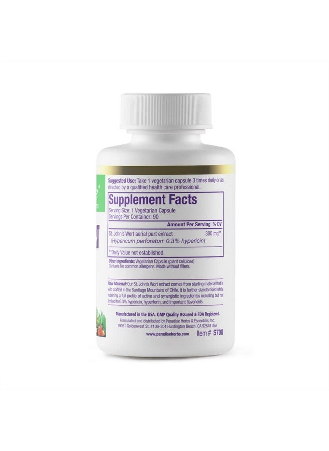 Paradise Herbs St. John Wort Extract Vegan Non Gmo 90 Vegetarian Capsules  - Image 3