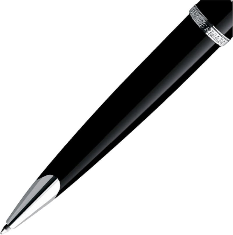 وترمان WATERMAN Carene Deluxe Black Fountain Pen with Medium Solid Gold Nib and Blue Ink - Image 3