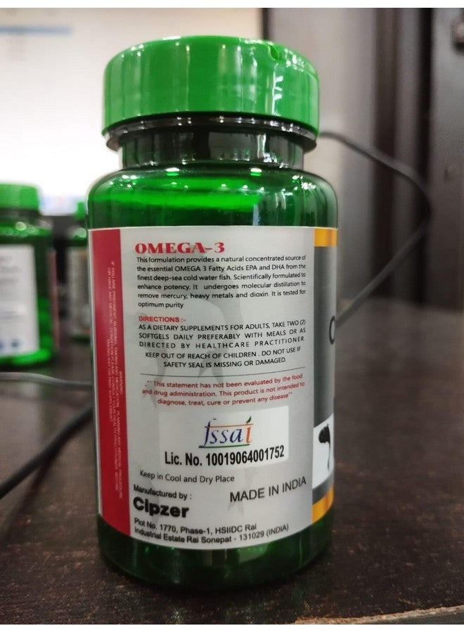 Cipzer Omega 3 Fish Oil Softgel Capsules | Rich in EPA & DHA | Supports Heart, Brain, Joint & Eye Health | Halal Certified | 30 Capsules - Image 3