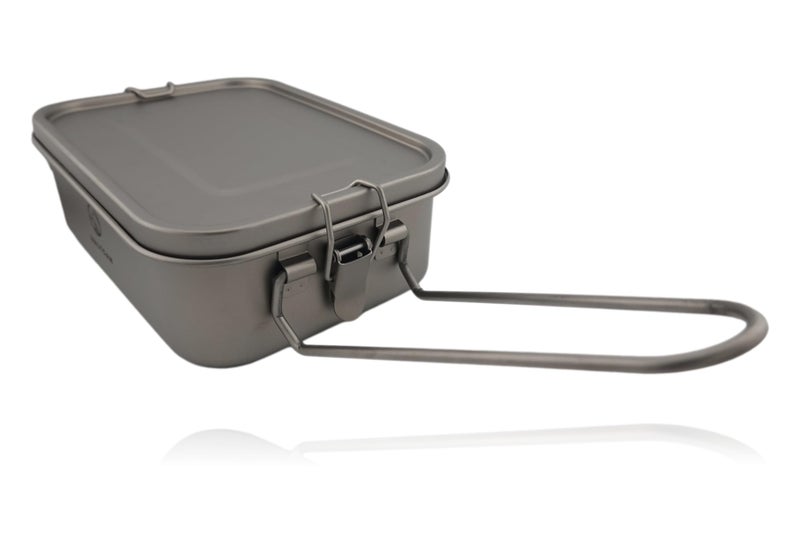 Valtcan Titanium Camping Lunch Bento Box 1200ml with Airtight Lid Seal and Cover Foldable Handle for Heating on Fire Camp Backpacking Container 40 oz Ultralight Weighs 254g - Image 2