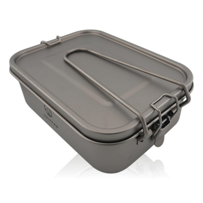 Valtcan Titanium Camping Lunch Bento Box 1200ml with Airtight Lid Seal and Cover Foldable Handle for Heating on Fire Camp Backpacking Container 40 oz Ultralight Weighs 254g - Image 3