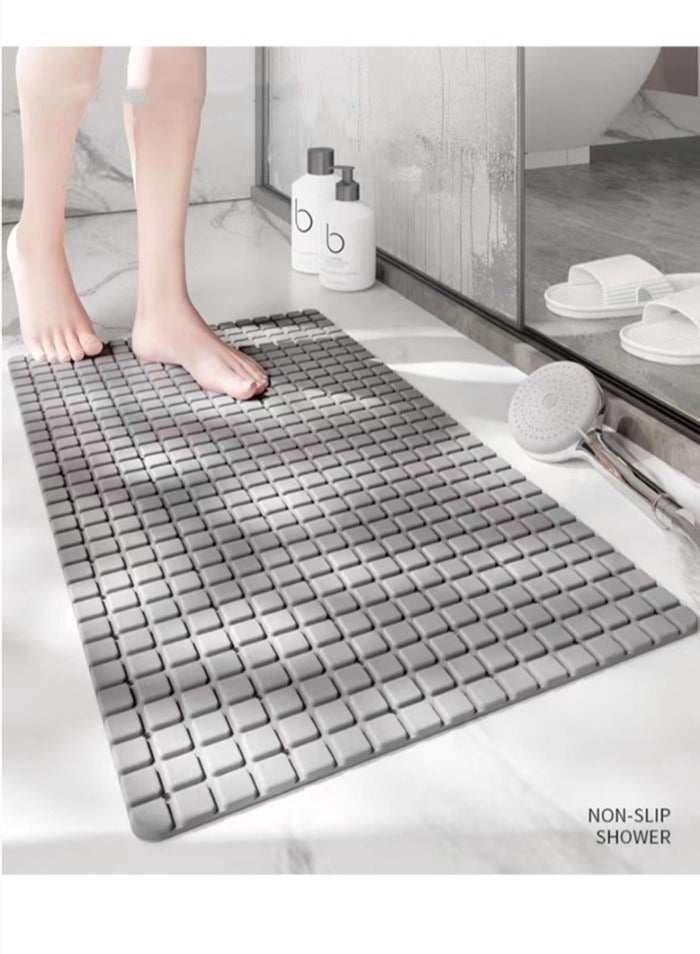 Kutis 1-Piece Non-Slip Bath Mat With Vacuum Suction Cup PE Grey 71x40 Centimeter - Image 1