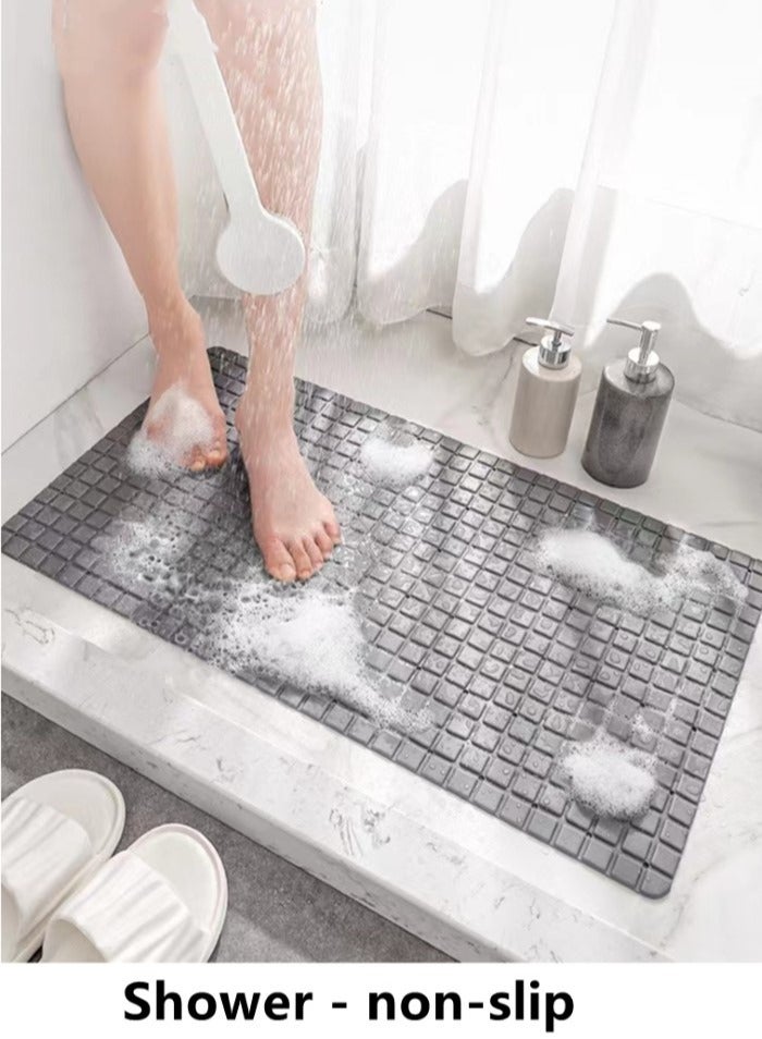 Kutis 1-Piece Non-Slip Bath Mat With Vacuum Suction Cup PE Grey 71x40 Centimeter - Image 3