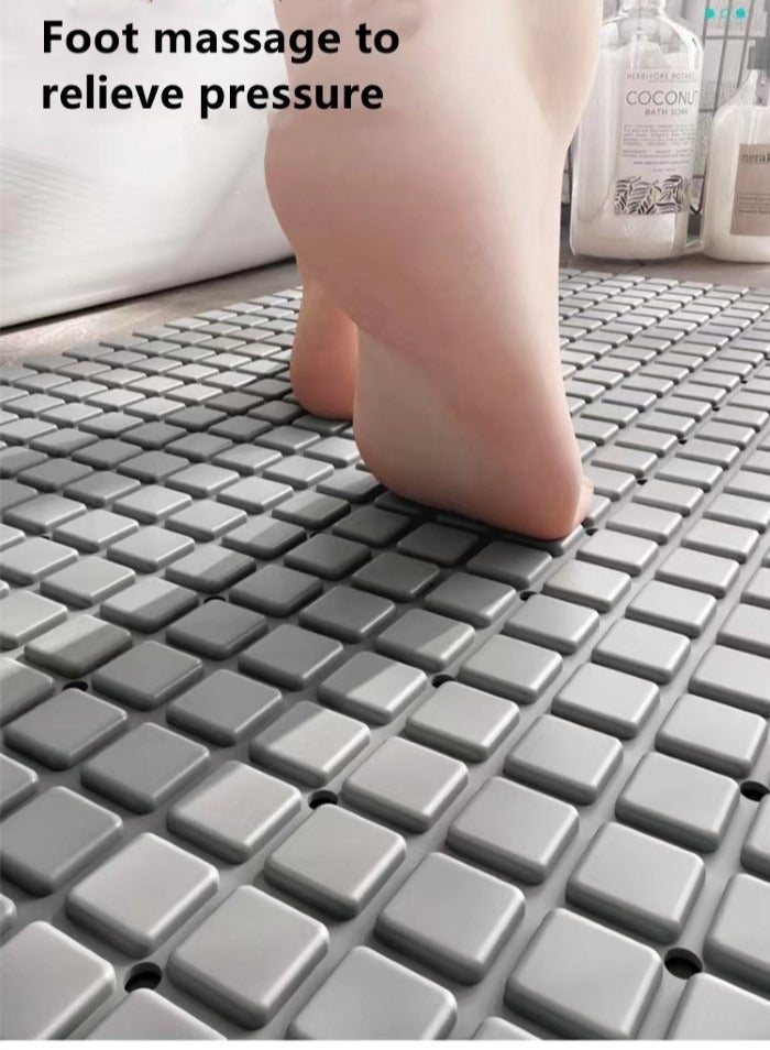 Kutis 1-Piece Non-Slip Bath Mat With Vacuum Suction Cup PE Grey 71x40 Centimeter - Image 4