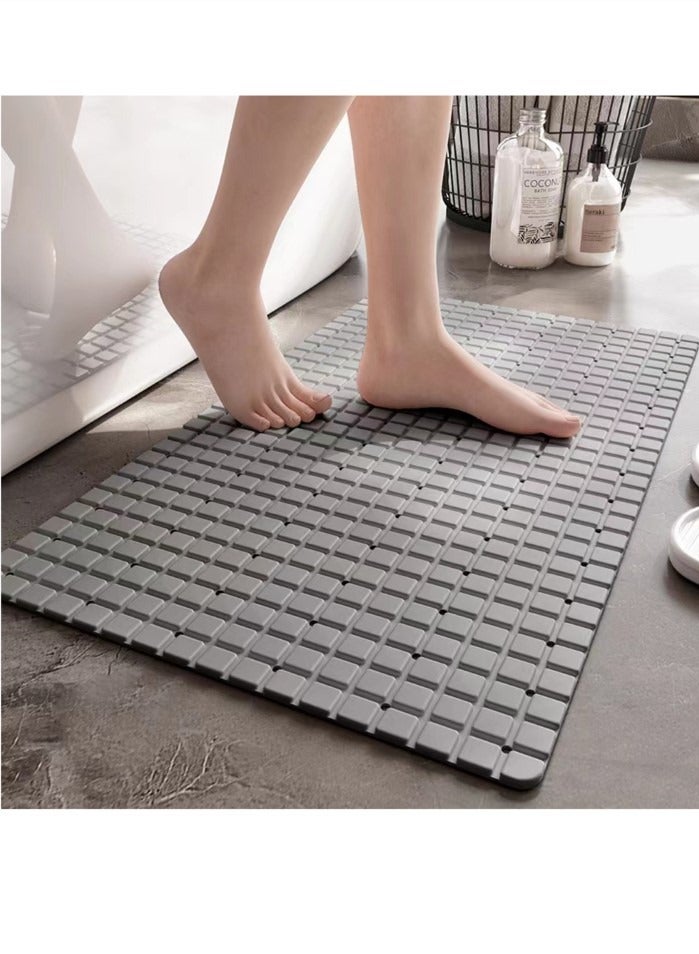Kutis 1-Piece Non-Slip Bath Mat With Vacuum Suction Cup PE Grey 71x40 Centimeter - Image 2