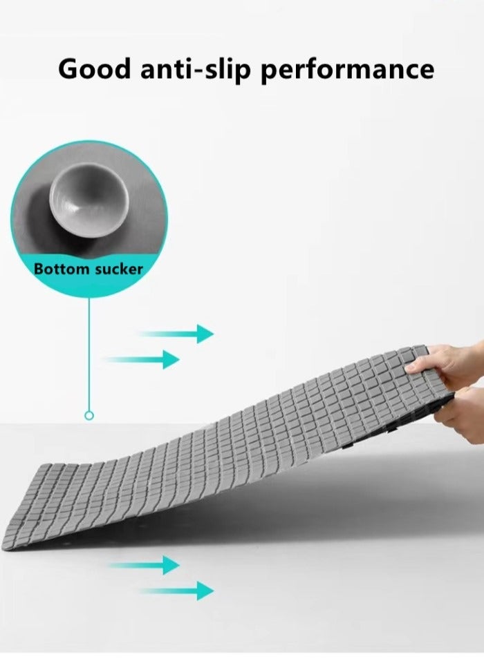 Kutis 1-Piece Non-Slip Bath Mat With Vacuum Suction Cup PE Grey 71x40 Centimeter - Image 5