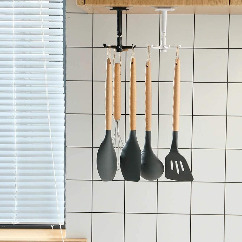 SHULABH CREATIVE SHULABH CREATIVE Kitchen Rotary Hook Plastic Rotatable Wall Mounted Hanger Hook for Hanging Bag Mount Holder2 pcs  - Image 5