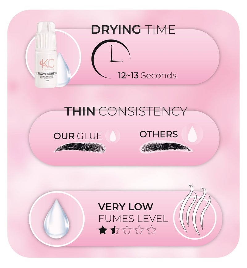 KC Republic Eyebrow Extension Glue Clear for Eyebrow Extensions Or Natural Looking Eyebrows, Sensitive and Easy to Use On All Eyebrow Extensions, Hypoallergenic Clear Eyebrow Glue - Image 4