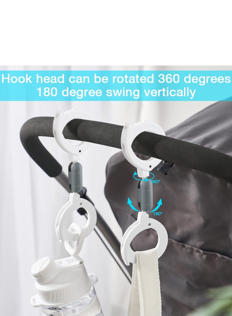 Zikra 2 Pcs Stroller Hooks Baby Bag Clips Adjustable Pram Clips for Shopping Bag Changing Bag and Handbags Pushchair Accessories Universal Fits Any Stroller - Image 5