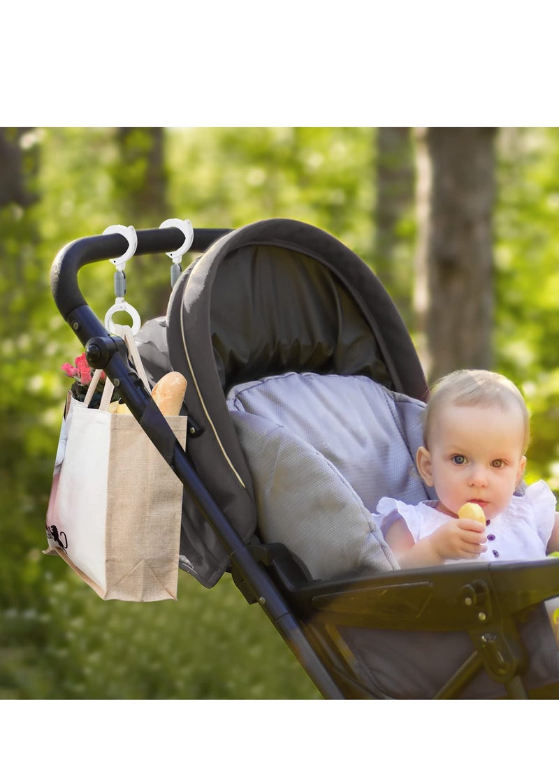 Zikra 2 Pcs Stroller Hooks Baby Bag Clips Adjustable Pram Clips for Shopping Bag Changing Bag and Handbags Pushchair Accessories Universal Fits Any Stroller - Image 4