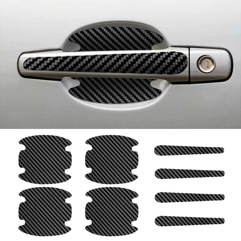 GLSOWEE 8PCS Car Door Handle Scratch Protectors, Carbon Fiber Car Door Handle Bowl Sticker, Universal Auto Doors Handles Paint Guard Cover, Doors Handles Cup Protective Film for Cars (Black) - Image 1