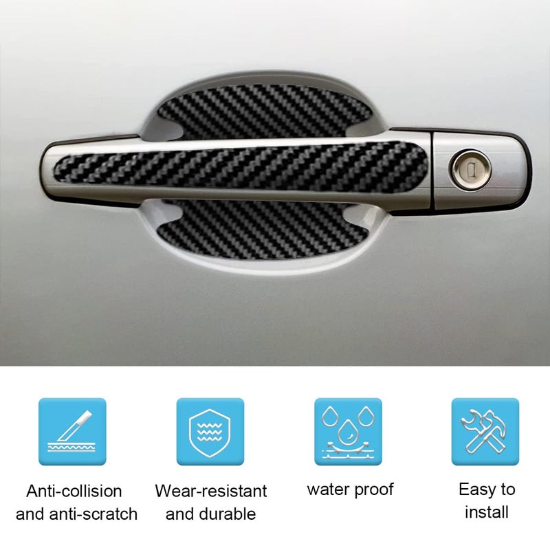 GLSOWEE 8PCS Car Door Handle Scratch Protectors, Carbon Fiber Car Door Handle Bowl Sticker, Universal Auto Doors Handles Paint Guard Cover, Doors Handles Cup Protective Film for Cars (Black) - Image 4