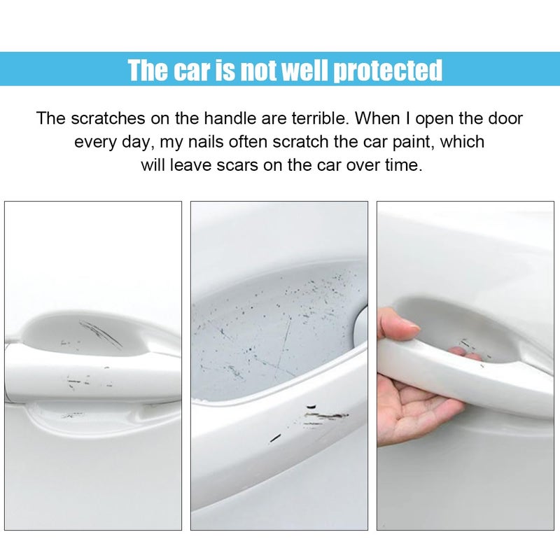 GLSOWEE 8PCS Car Door Handle Scratch Protectors, Carbon Fiber Car Door Handle Bowl Sticker, Universal Auto Doors Handles Paint Guard Cover, Doors Handles Cup Protective Film for Cars (Black) - Image 3