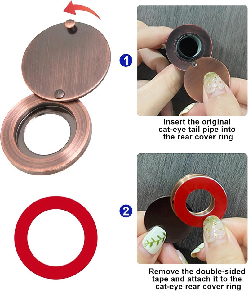 KIBBEH Door Viewer Peephole Cover, Bronze Home Security Protector with Convenient Self-Adhesive Mounting Tools(Large Size) - Image 5