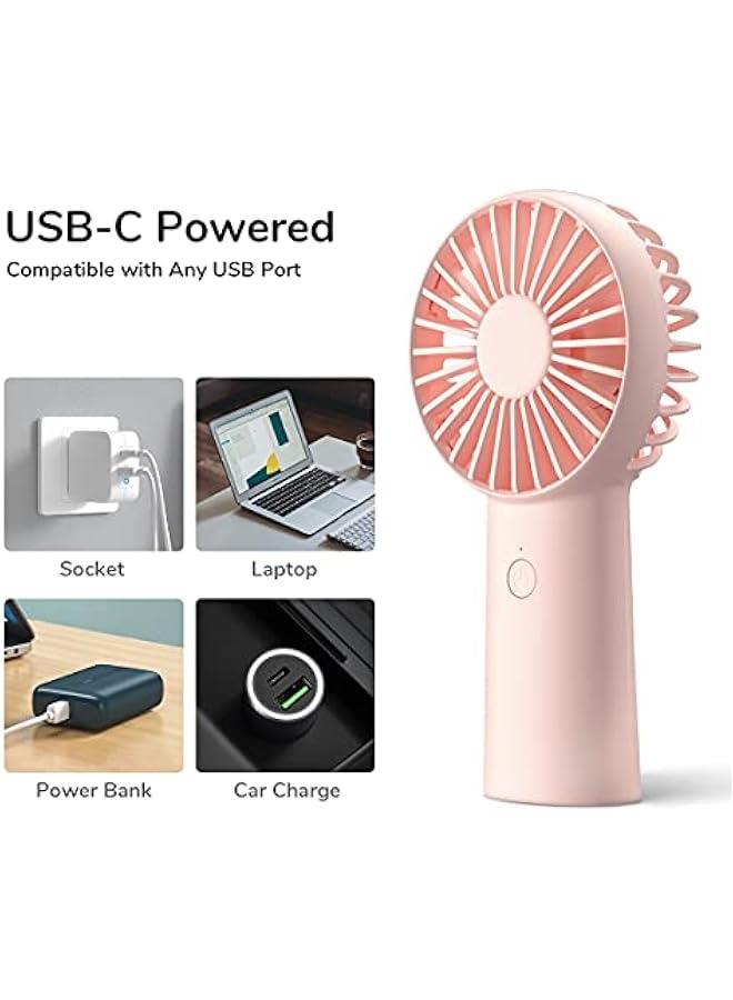 إسكدنيا مروحة يدوية، 4000 مللي أمبير/ساعة محمولة صغيرة وشخصية قابلة لإعادة الشحن عبر USB، 【مدة عمل من 4 إلى 16 ساعة】 مروحة يدوية تعمل بالبطارية مع 3 سرعات للاستخدام في الهواء الطلق/السفر، هدية صيفية للنساء - Image 3