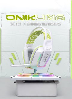 onikuma X13 Gaming Headset with Mic,Over-Ear Gaming Headphones with RGH Light,for PS4/PS5/XOne/XSeries/NSwitch/PC,White  - Image 2