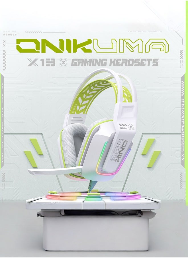 onikuma X13 Gaming Headset with Mic,Over-Ear Gaming Headphones with RGH Light,for PS4/PS5/XOne/XSeries/NSwitch/PC,White  - Image 2