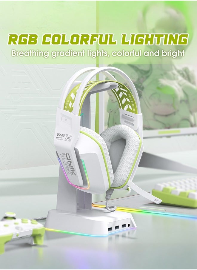 onikuma X13 Gaming Headset with Mic,Over-Ear Gaming Headphones with RGH Light,for PS4/PS5/XOne/XSeries/NSwitch/PC,White  - Image 4
