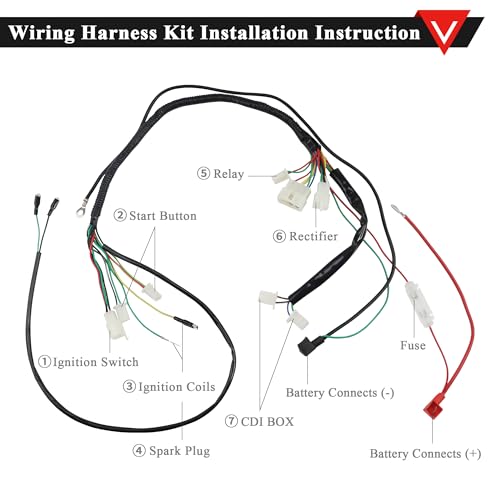 PRO BAT Complete Electrics Wiring Harness D8EA Spark Plug CDI Ignition Coil Kits for Chinese Dirt Bike 150cc 200cc 250cc Zongshen Loncin - Image 2