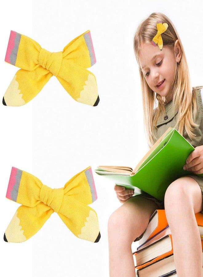 AIUPUOC Bow Hair Clips Back to School Hair Bows for Girls Cute Yellow Pencil Clips Hair Bow Barrette Ribbon Snap Hairpin Handmade Graduation Season Decor Hair Accessories for Students Hair Accessories 2Pcs - Image 4
