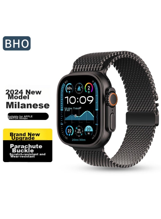 Bho Suitable For Apple Watch Band, Apple Watch S10/ultra2 New Milanese Loop, Iwatch S9/8/7/6/se Parachute-style Buckle Strap - Image 1