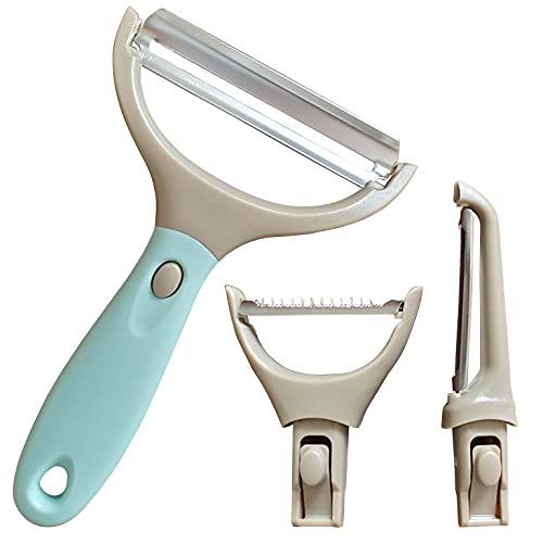 Bahoki Essentials 3 Piece Peeler Set - Stainless Steel Trio Vegetable and Fruit Peeler - Interchangeable Multifunctional Cutter Slicer - Julienne Cut, Shredder, Peelers - Home Kitchen Gadgets - Image 1