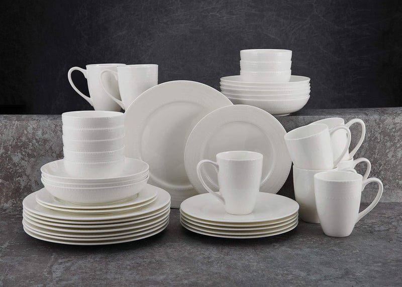 Mikasa Annabele Bone China Lightweight Chip Resistant 40Piece Dinnerware Set Service For 8White - Image 4