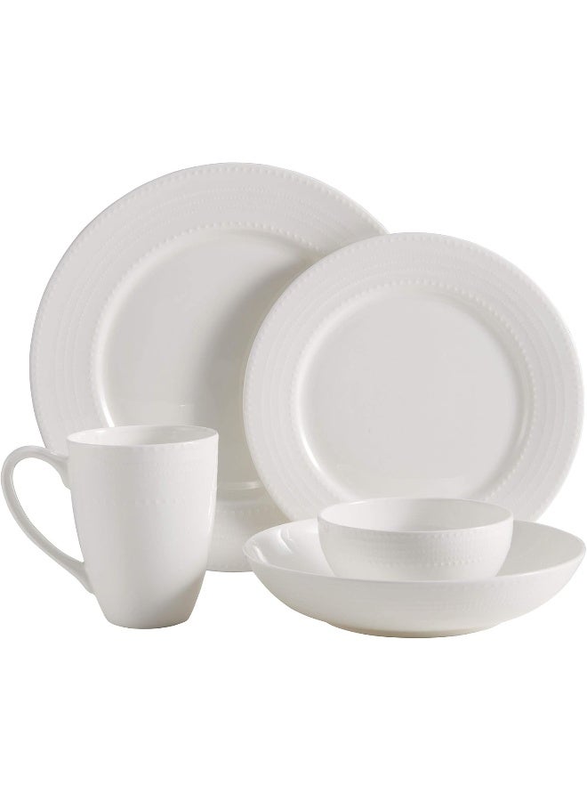 Mikasa Annabele Bone China Lightweight Chip Resistant 40Piece Dinnerware Set Service For 8White - Image 2