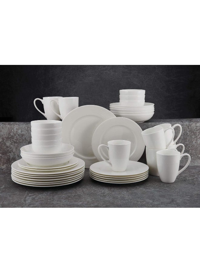 Mikasa Annabele Bone China Lightweight Chip Resistant 40Piece Dinnerware Set Service For 8White - Image 5