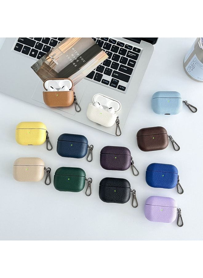 Suitable For Airpodspro For Apple Noise Reduction Bluetooth Headset All-inclusive Leather Case Easy To Carry Good Feel Earphone Case-Color:Wine Red-Applicable Model:Airpods Generation 3