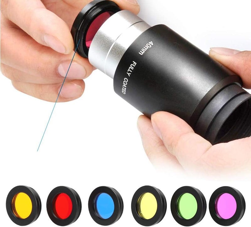 woobles Lens Filter Set, 6 Colors 1.25 Inch Colorful Astronomical Telescopes Eyepieces Screw Thread Filter Kit with Stor - Image 5