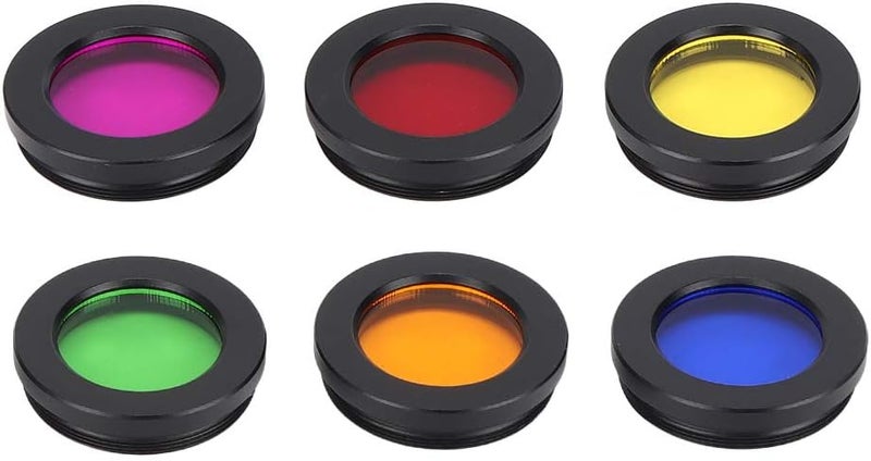 woobles Lens Filter Set, 6 Colors 1.25 Inch Colorful Astronomical Telescopes Eyepieces Screw Thread Filter Kit with Stor - Image 1