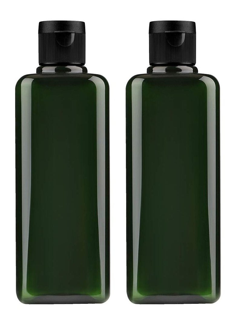 SYOSI - Plastic Empty Bottles Squeeze with Flip Cap Bottle for Shampoo Lotions Liquid Body Soap Creams Rectangle Pack of 2 200ml - Image 1