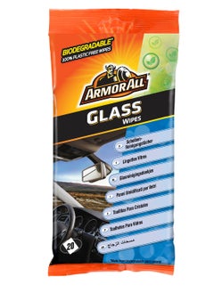 ARMOR ALL مناديل Glass Flow، خالية من البلاستيك بنسبة 100% وقابلة للتحلل البيولوجي، تنظيف بخطوة واحدة، 20 منديلًا  - Image 1