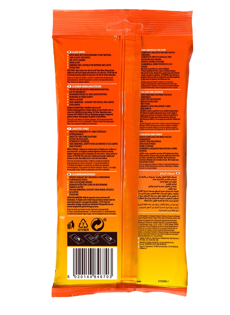 ARMOR ALL - Glass Flow Wipes, 100% Plastic-Free And Biodegradeable, One-Step Cleaning, 20 Wipes - Image 1
