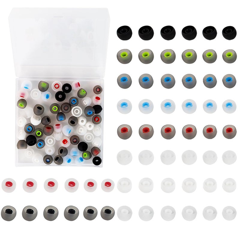 Quadafy 60PCS Earbuds Replacement Tips Silicone, Ear Bud Replacement Pieces Silicone, Soft Silicone Replacement Earbuds Fit Most in-Ear Earbuds 3 Sizes S/M/L, Black - Image 1