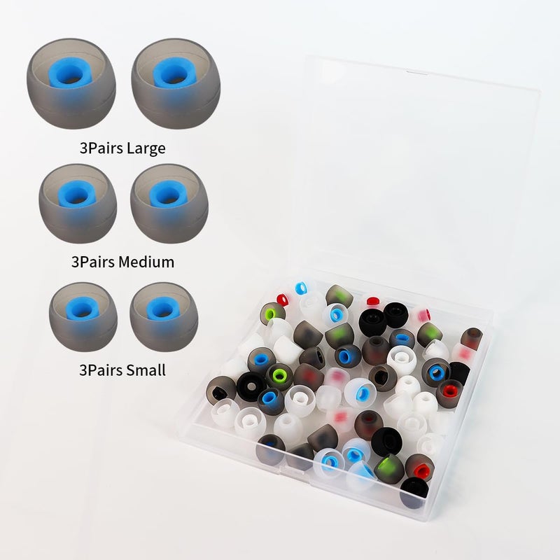 Quadafy 60PCS Earbuds Replacement Tips Silicone, Ear Bud Replacement Pieces Silicone, Soft Silicone Replacement Earbuds Fit Most in-Ear Earbuds 3 Sizes S/M/L, Black - Image 3