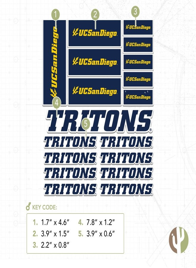 Desert Cactus University of California San Diego Sticker Tritons UCSD Vinyl Decals Laptop Water Bottle Car Scrapbook Sheet T1 (Type 1-1) - Image 3
