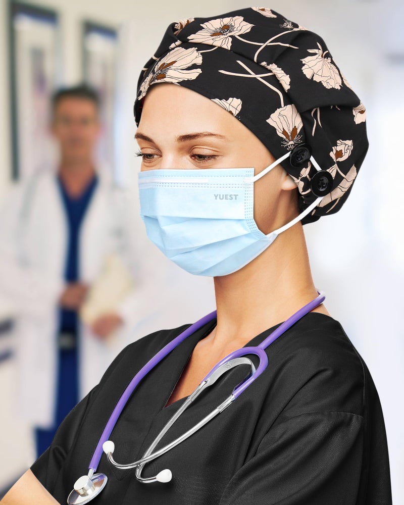 Yuest Adjustable Scrub Caps for Women Satin Lined Nurse Caps for Women - Image 4