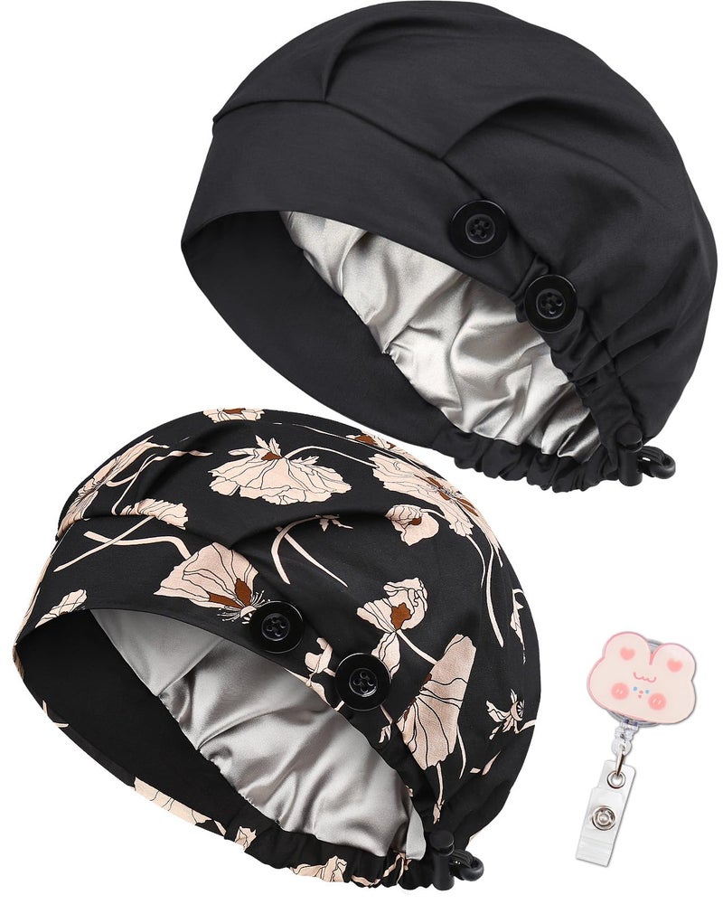Yuest Adjustable Scrub Caps for Women Satin Lined Nurse Caps for Women - Image 1