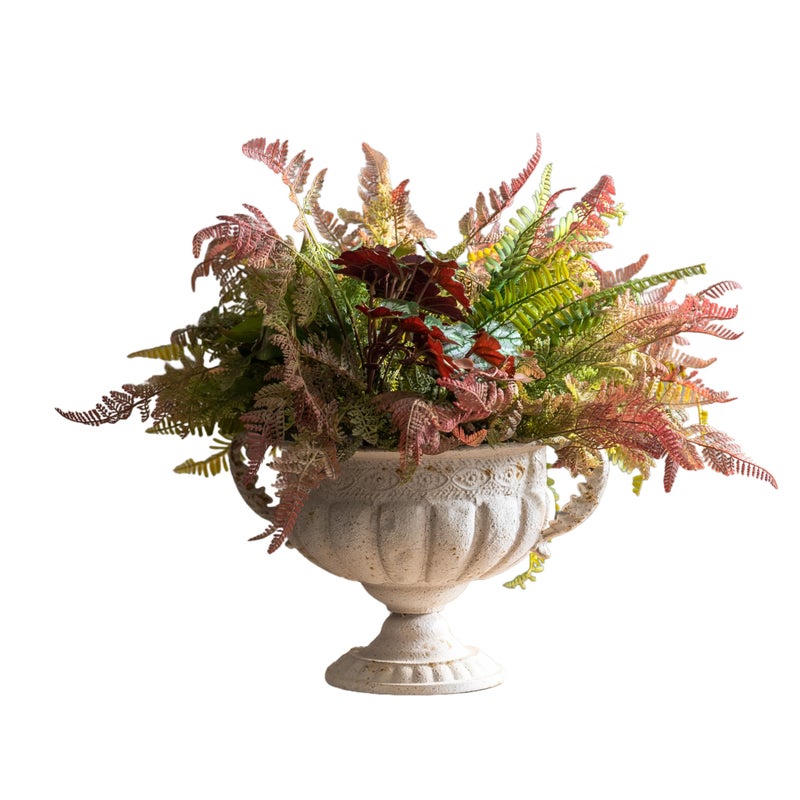 NOONEAU Vintage Urn Planter with Embossed Pattern, Decorative Flower Pot, Classic Round Plant Pot, European Shabby Chic Centerpiece for Mantel, Table, Entryway or Living Room Decorï¼ˆ13.6 * 11.9 * 8.5 inï¼‰ - Image 1