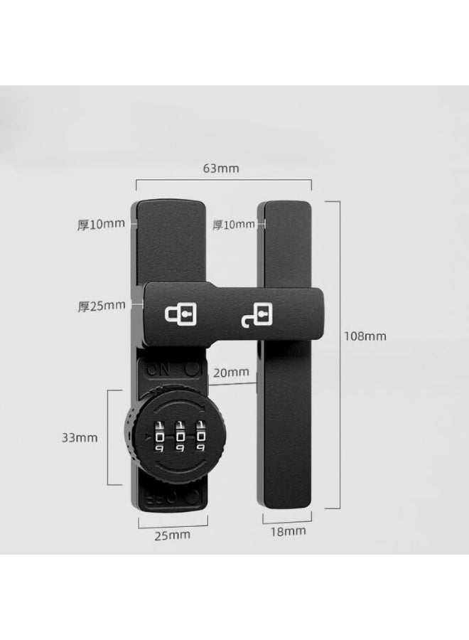 Barn Door Lock, Password Keyboard Compartment Door Lock Suitable for Home School Office Gym Mmechanical Combination Cabinet Storage Cabinet Electronic Toolbox (Black) - Image 2